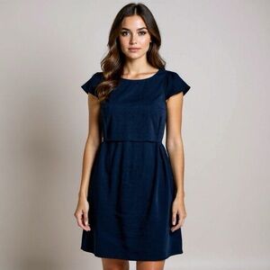 Tom Tailor Dress Navy Blue Lace Satin Cap Sleeve Size XS Elegant Classy